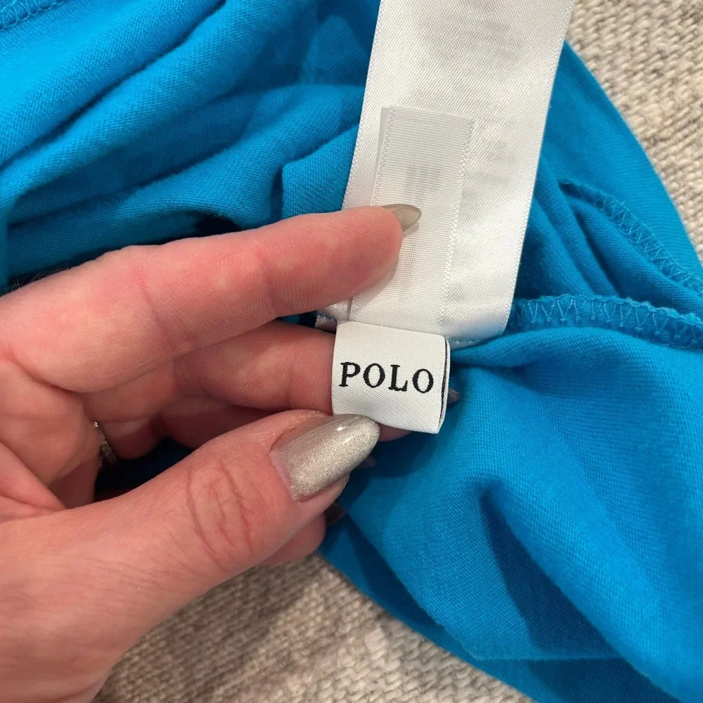 Polo Ralph Lauren Big‎ Pony Tee Classic Fit Neon Blue Orange Size Large